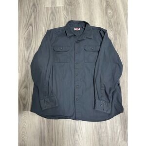 Wrangler Men's Dark Gray Long Sleeve Work Shirt Button Up XL XLarge